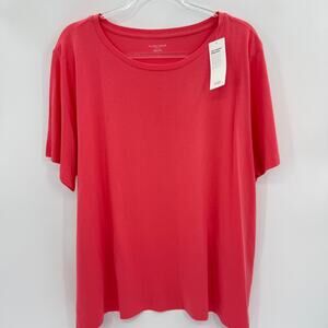 New EILEEN FISHER Crew Neck Top Size 3X Short Sleeve Pink Organic Cotton T-Shirt